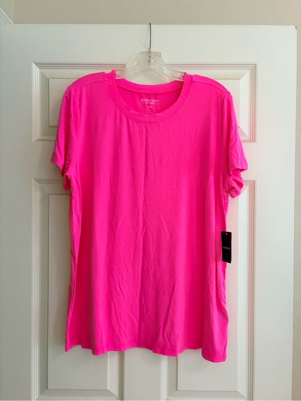 torrid Neon Pink Short Sleeve Crew Neck Tee